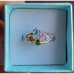 925 Sterling Silver Multicolor CZ Ring